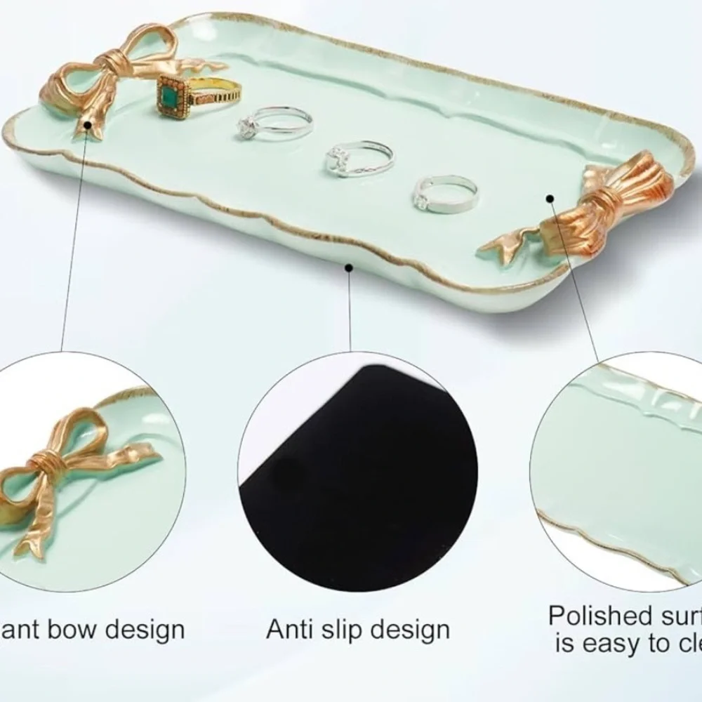 Coquette jewelry tray with golden bows
